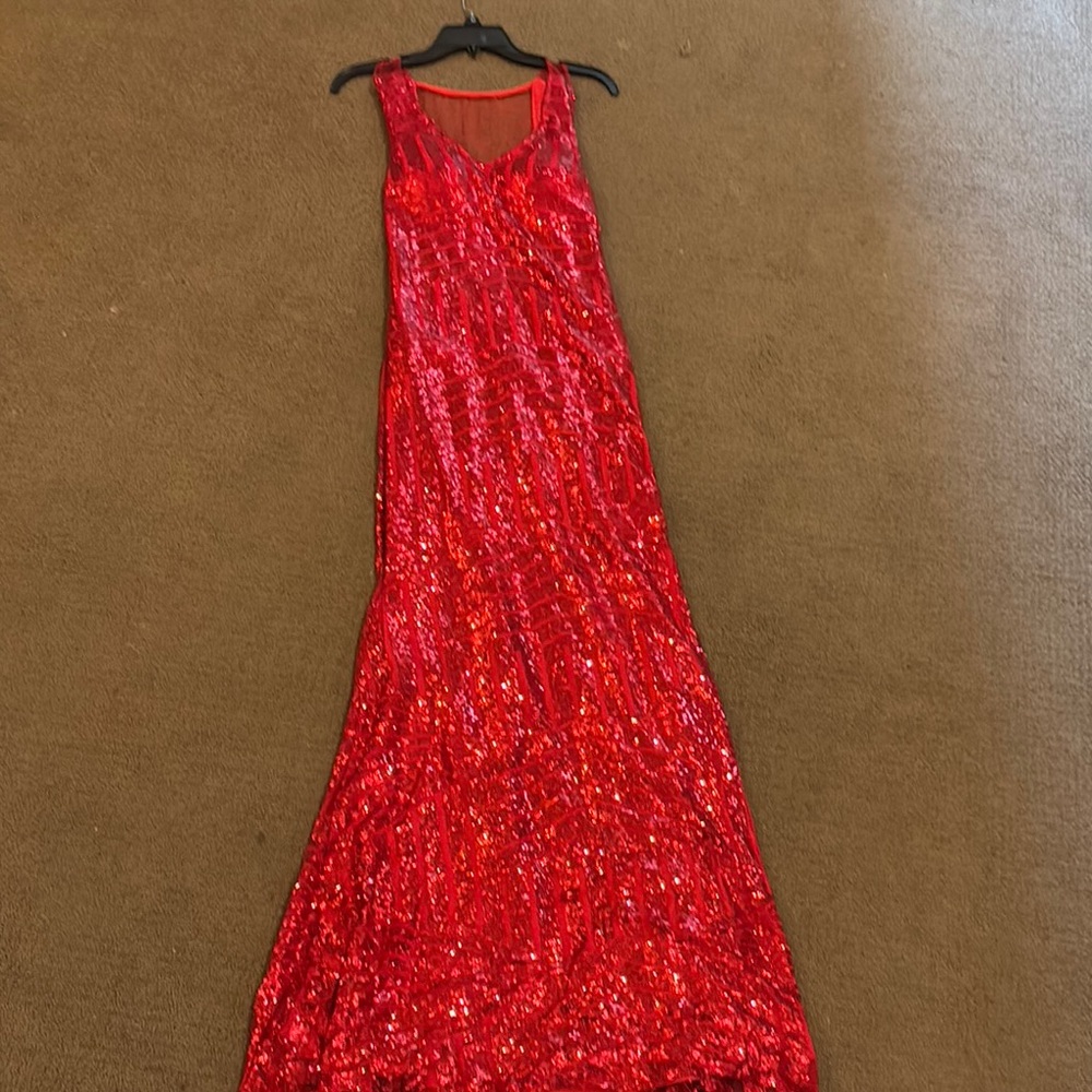 Elegant Red Sequin Evening Gown